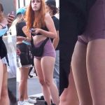 candid redhead teen camel toe