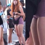 candid redhead teen camel toe