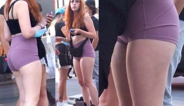 candid redhead teen camel toe