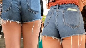 candid ass denim shorts