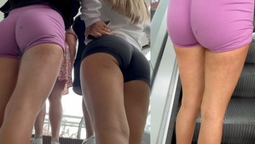 candid voyeur escalator ass