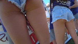 jean shorts candid ass