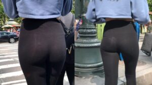teens candid see through leggings